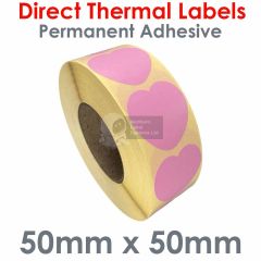 Pink Heart Labels 50mm