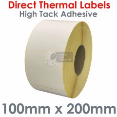 High tack adhesive labels 100mm x 200mm on 76mm core