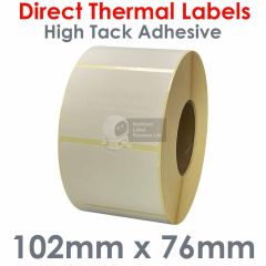 High tack adhesive labels 102mm x 76mm direct thermal