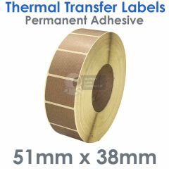 Kraft paper labels 51mm x 38mm thermal transfer