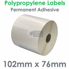 Gloss white polypropylene labels 102mm x 76mm