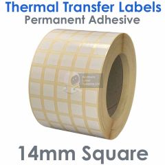14mm x 14mm thermal transfer labels 5 across