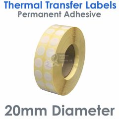 20mm diameter round labels 2 across