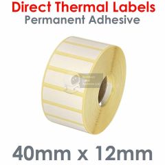 Direct thermal labels 40mm x 12mm