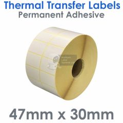 47mm x 30mm labels 2 across thermal transfer