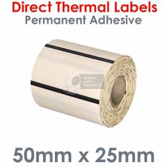 50mm x 25mm labels for mobile label printer with registration line on front and reverse