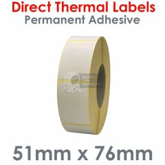 51mm x 76mm direct thermal labels on 76mm core