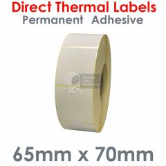 Direct thermal labels 65mm x 70mm on 76mm core