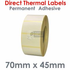 70mm x 45mm direct thermal labels on 76mm core