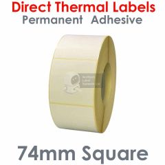 74mm square direct thermal labels on 76mm core
