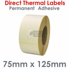 75mm x 125mm direct thermal labels on 76mm cores