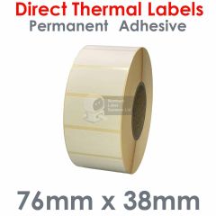 76mm x 38mm direct thermal labels on 76mm core