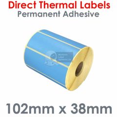 Labels blue 102mm x 38mm direct thermal