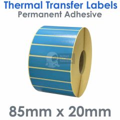 Blue thermal transfer labels 85mm x 20mm