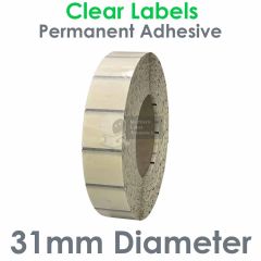 31mm diameter round clear labels on rolls