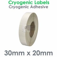 Cryogenic labels 30mm x 20mm on 76mm core
