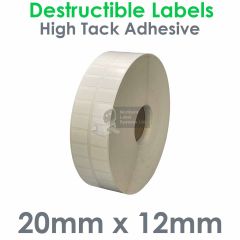 20mm x 12mm destructible labels tamper evident