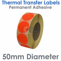 Labels fluoresce red 50mm diameter round
