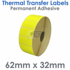 Labels fluorescent yellow 62mm x 32mm