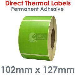 Labels green 102mm x 127mm direct thermal