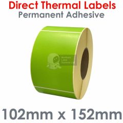 Labels green 102mm x 152mm direct thermal