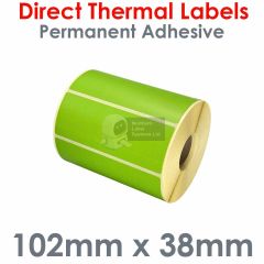 Labels green 102mm x 38mm direct thermal