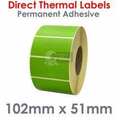 Labels green 102mm x 51mm direct thermal