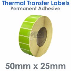 Green thermal transfer labels 50mm x 25mm