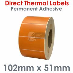 Labels orange 102mm x 38mm direct thermal