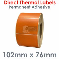 Labels orange 102mm x 76mm direct thermal