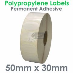 Oval labels polypropylene 50mm x 30mm
