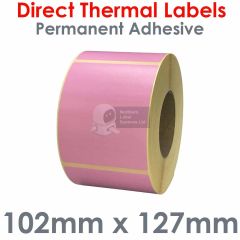 Labels pink 102mm x 127mm direct thermal