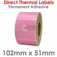 Labels pink 102mm x 51mm direct thermal