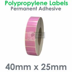 Labels pink polypropylene 40mm x 25mm