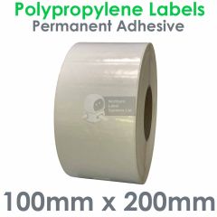 Polypropylene labels 100mm x 200mm on 76mm core