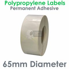 Polypropylene labels 65mm diameter round