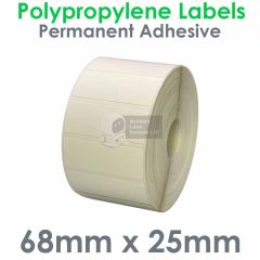 Polypropylene labels 68mm x 25mm