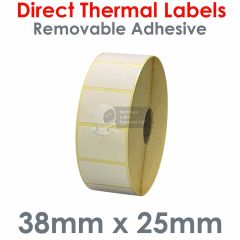 Removable adhesive labels 38mm x 25mm