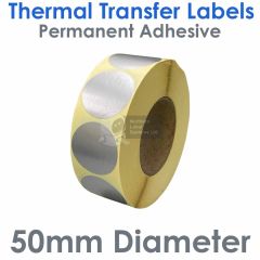 Labels silver 50mm diameter round