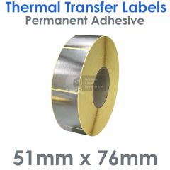 Labels silver 51mm x 76mm thermal transfer