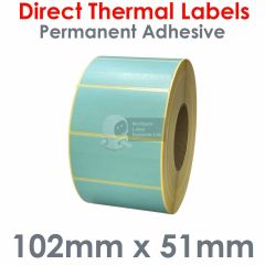 Labels turquoise 102mm x 51mm direct thermal