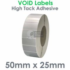 Silver tamper evident VOID labels 50mm x 25mm