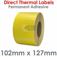 Labels yellow 102mm x 127mm direct thermal