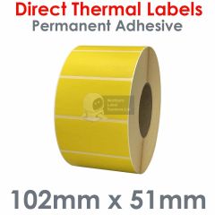 Direct thermal labels yellow 102mm x 51mm