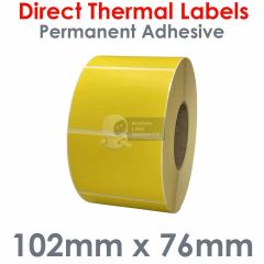 Yellow labels 102mm x 76mm direct thermal