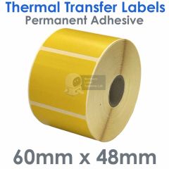 Yellow labels 60mm x 48mm thermal transfer