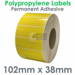 Yellow labels polypropylene 102mm x 38mm