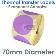 70mm diameter lilac matt vellum thermal transfer labels