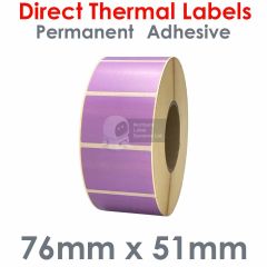 Lilac purple labels 76mm x 51mm direct thermal