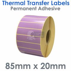 Lilac purple labels 85mm x 20mm thermal transfer